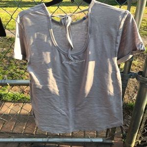 Jadelynn Brooke Shirt Top Tie Back Reverse Hem Detail Quality Taupe /size Sm